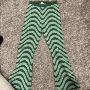 Green Striped sweater Flared Pants